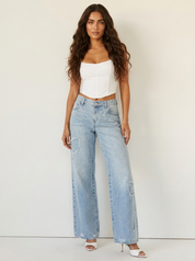 Wide-leg jeans with denim details - Nova
