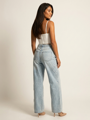 Wide-leg jeans with denim details - Nova