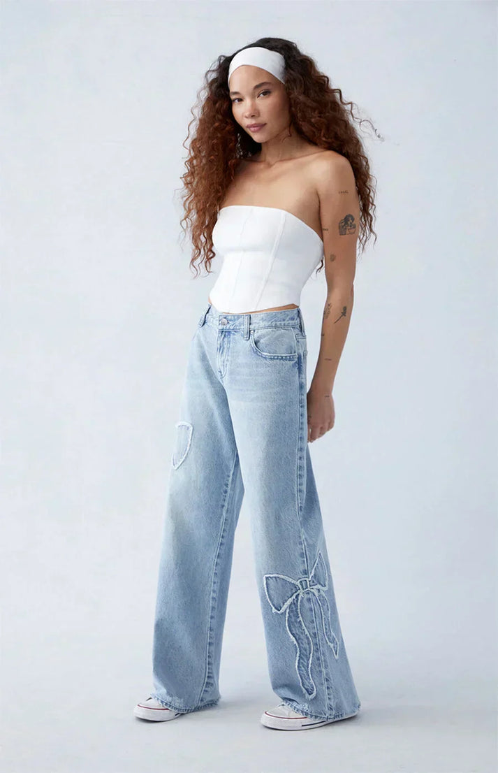 Wide-leg jeans with denim details - Nova