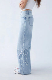 Wide-leg jeans with denim details - Nova