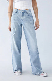 Wide-leg jeans with denim details - Nova