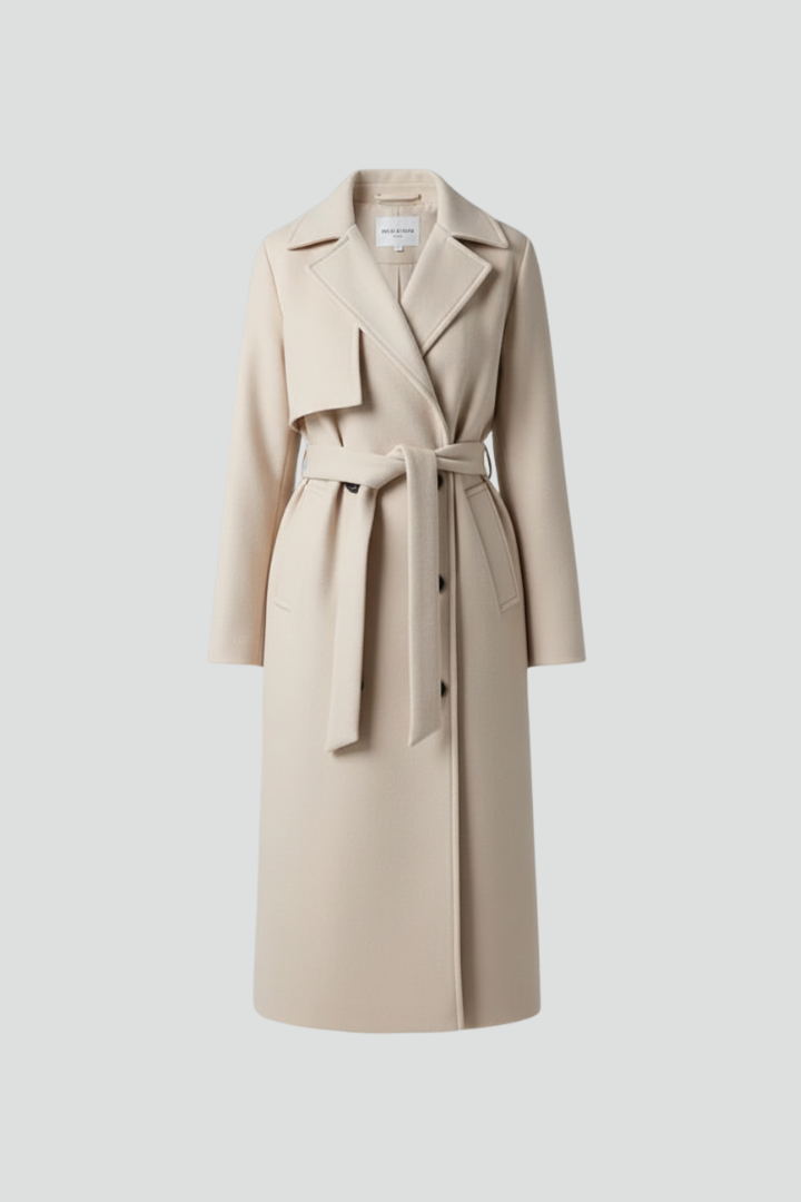 Elegant Belted Long Coat - Amélie