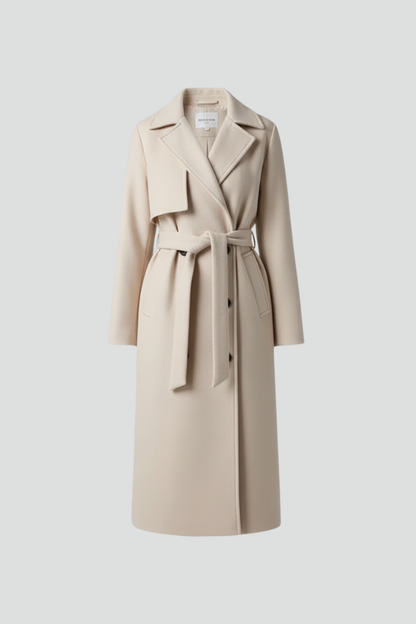Elegant Belted Long Coat - Amélie
