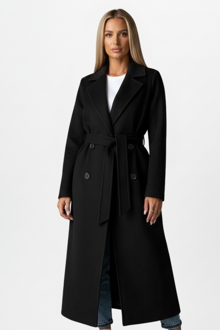 Elegant Belted Long Coat - Amélie