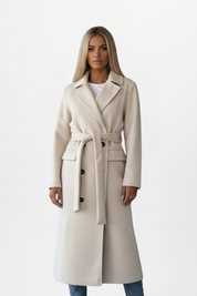 Elegant Belted Long Coat - Amélie