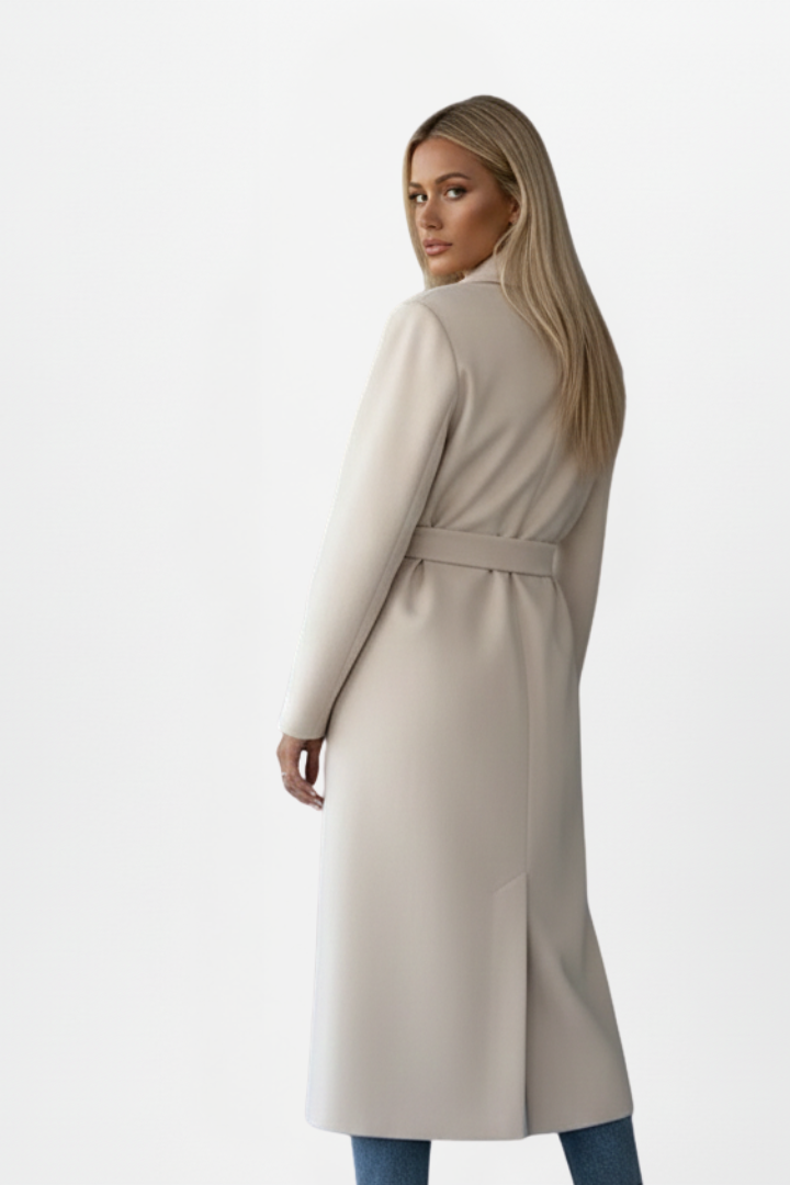 Elegant Belted Long Coat - Amélie