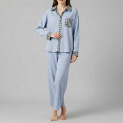 Women's Pajama Set | Long Sleeve Button Shirt & Trousers