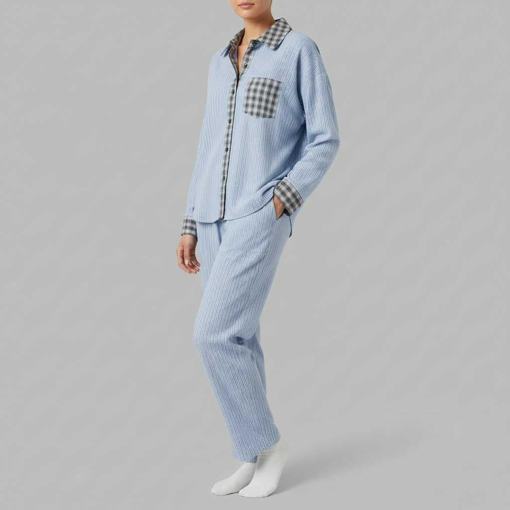 Women's Pajama Set | Long Sleeve Button Shirt & Trousers