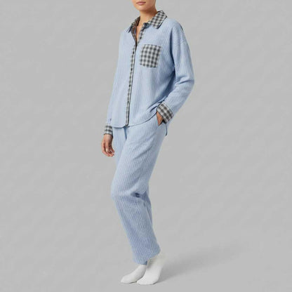 Women's Pajama Set | Long Sleeve Button Shirt & Trousers