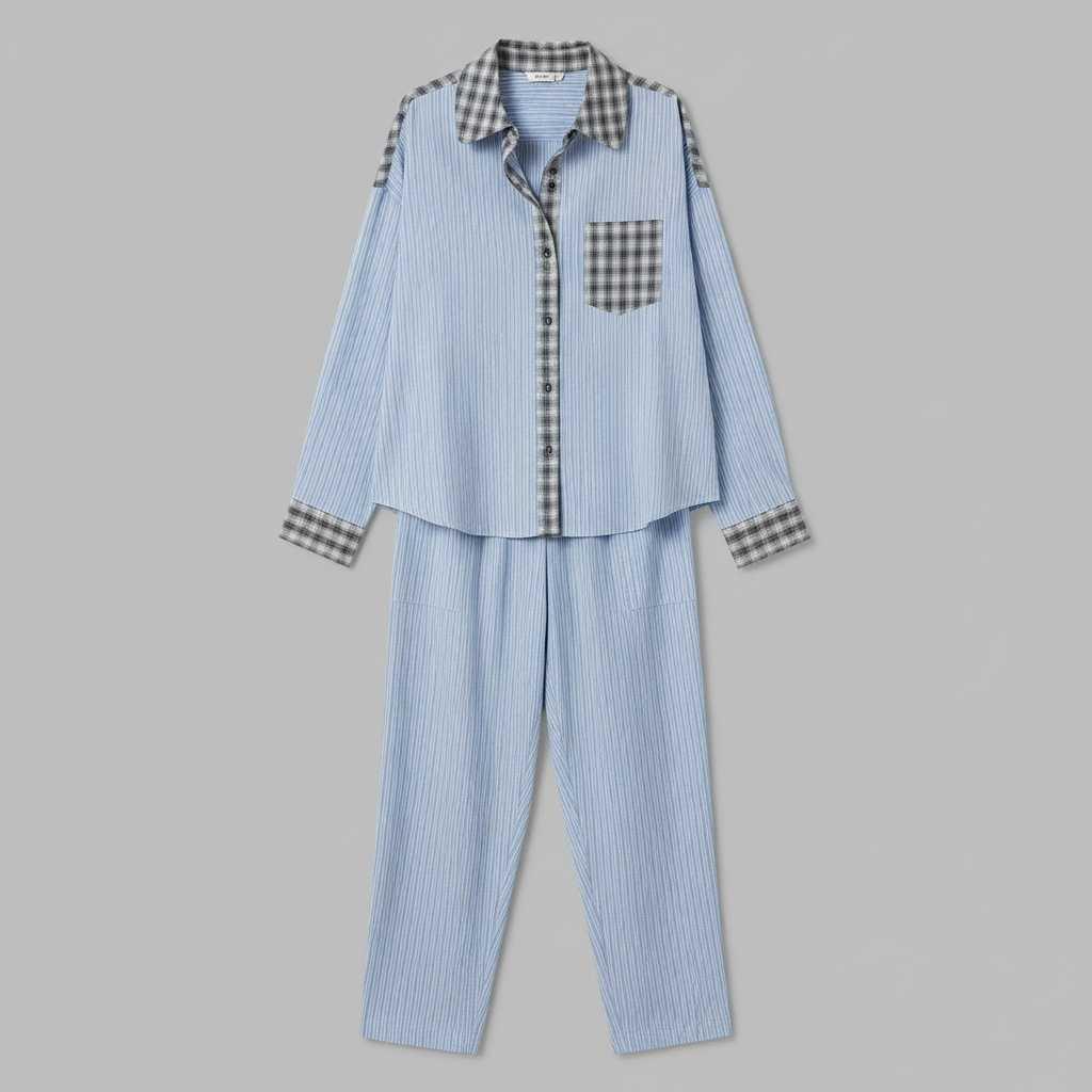 Women's Pajama Set | Long Sleeve Button Shirt & Trousers