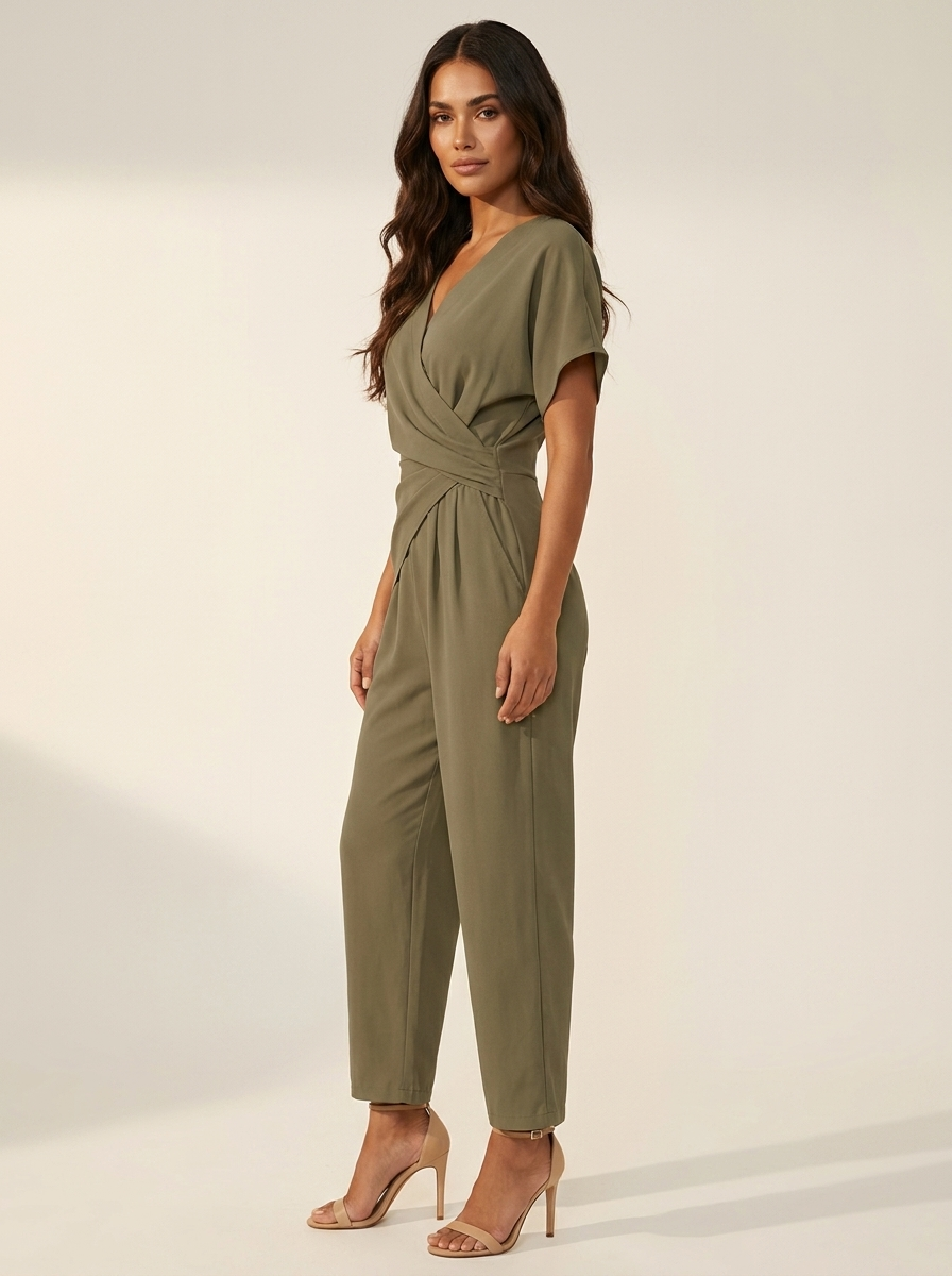 Wrap Front Cropped Jumpsuit - Elena
