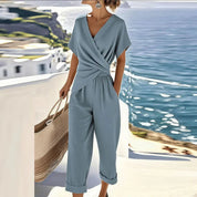Wrap Front Cropped Jumpsuit - Elena