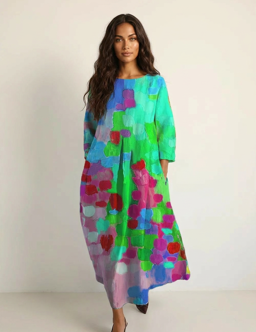 Artistic Flowy Maxi Dress - Celina