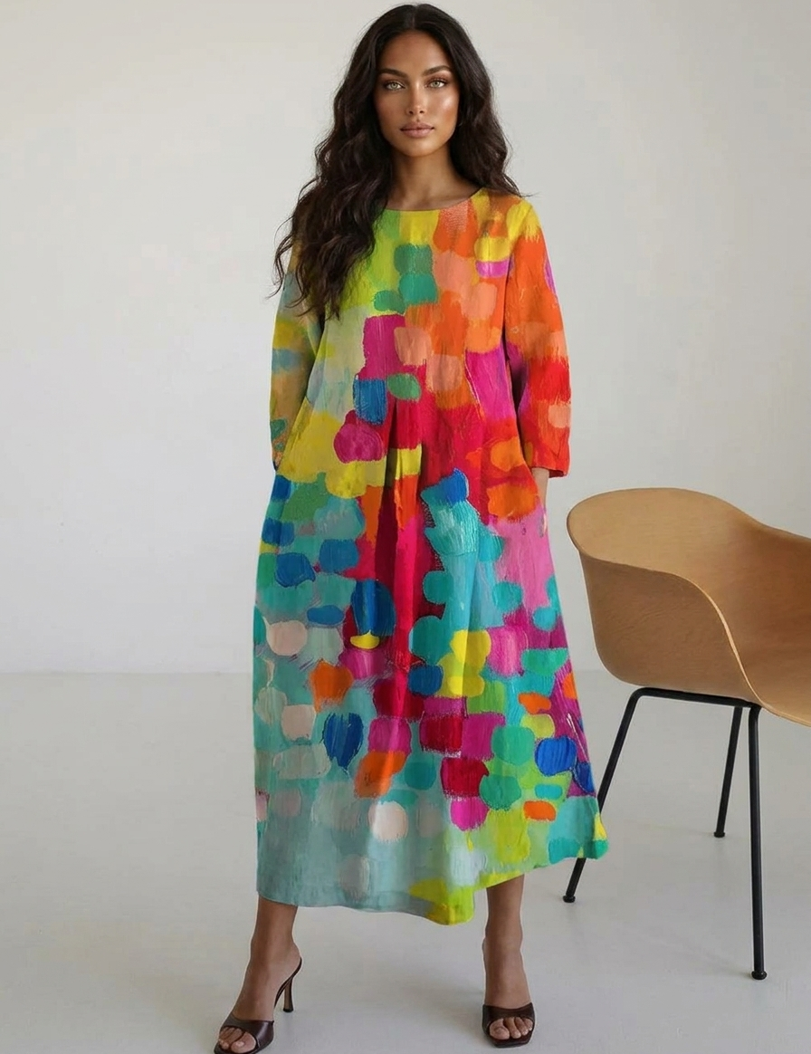 Artistic Flowy Maxi Dress - Celina