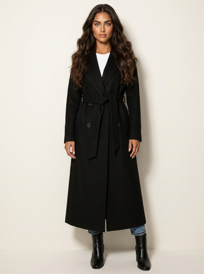 Elegant Belted Long Coat - Amélie