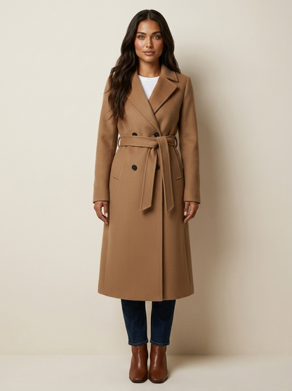 Elegant Belted Long Coat - Amélie