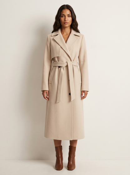 Elegant Belted Long Coat - Amélie