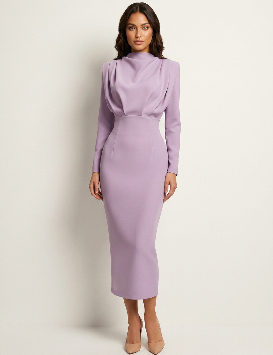 Elegant Draped Midi Dress - Valentina