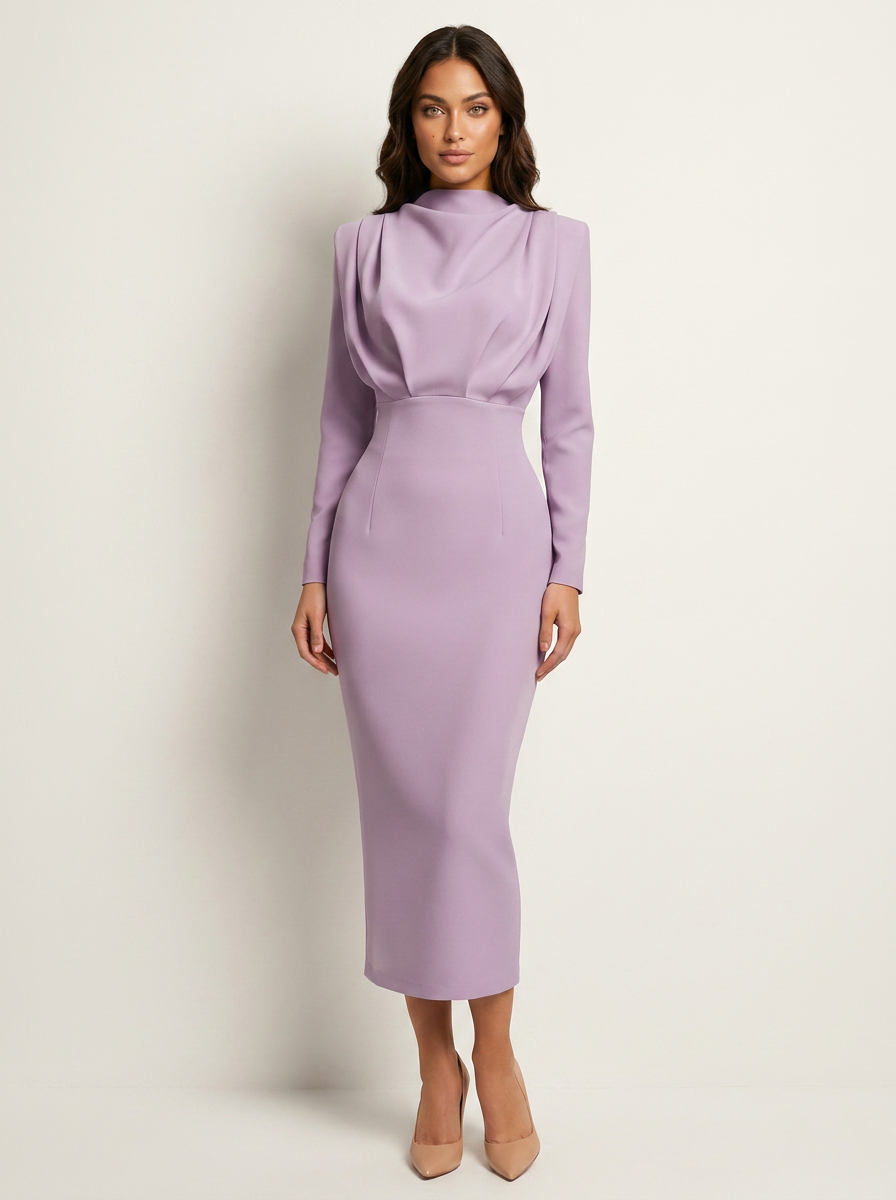 Elegant Draped Midi Dress - Valentina