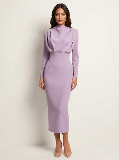 Elegant Draped Midi Dress - Valentina