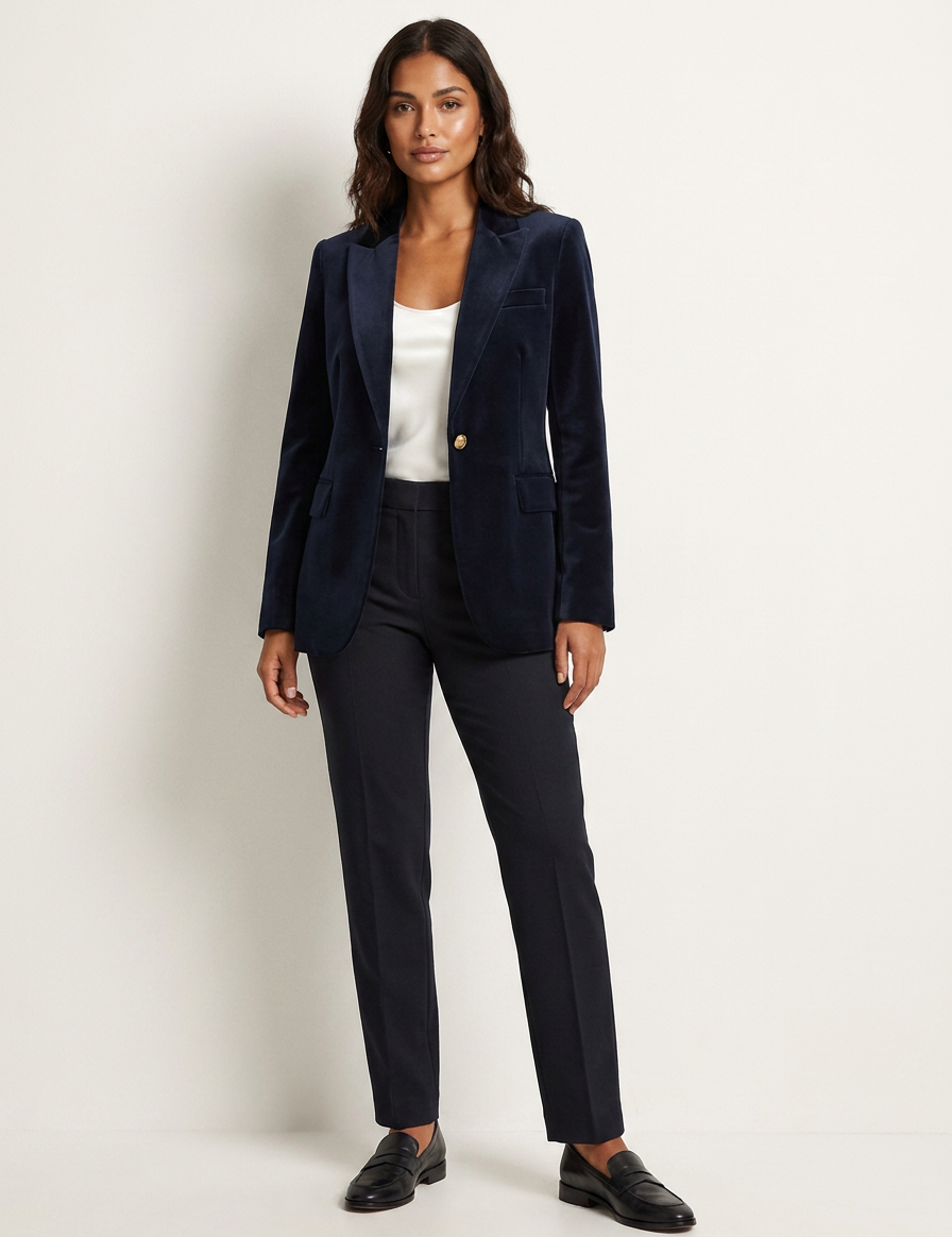 Elegant Velvet Tailored Blazer - Vivienne