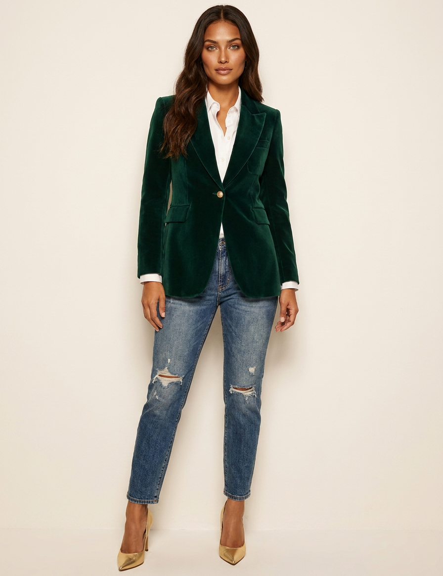 Elegant Velvet Tailored Blazer - Vivienne
