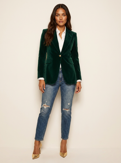 Elegant Velvet Tailored Blazer - Vivienne