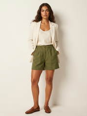 Relaxed Linen Blend Bermuda Shorts - Olivia