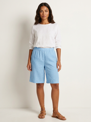 Relaxed Linen Blend Bermuda Shorts - Olivia